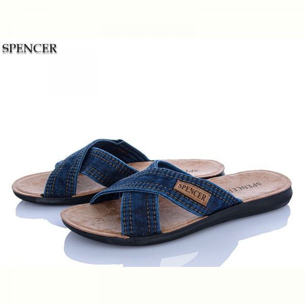 Шлепанцы Spencer 0301 джинс синій батал