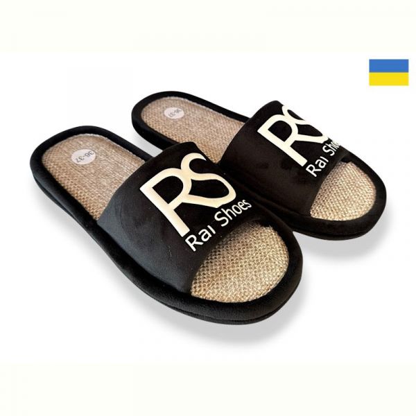 Тапочки Rai Shoes Шльопки RS чорний