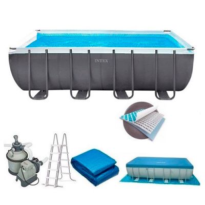 Intex 26356 каркасний басейн Ultra Frame Pool, 549 х 274 х 132 см (5 700 л/год, драбина, тент, підстилка)