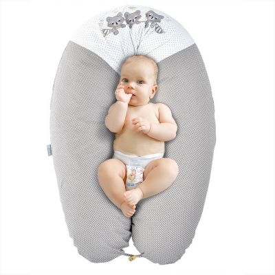 Подушка для беременных и кормления 30х190 см PAPAELLA с вышивкой, гипоаллергенная, наволочка хлопок на молнии