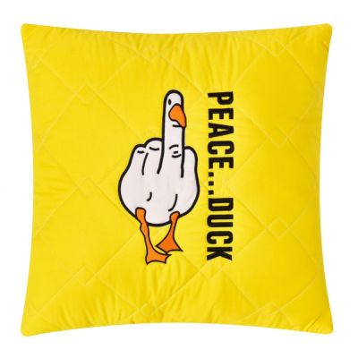Подушка декоративная 40х40 см Peace... Duck IDEIA боевой гусь с вышивкой антиаллергенная желтая