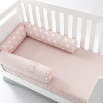 Бортик валик защитный мультифункциональный PAPAELLA 60х15 см 120х15 см в детскую кроватку пудра