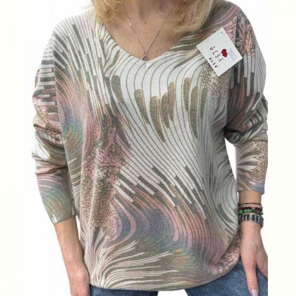 Свитер LeVisha 25241 l.grey-pink