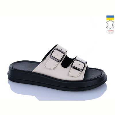 Шлепанцы Sali 91 бежевий к чор-п.