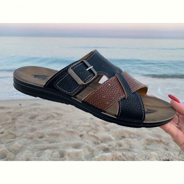 Шлепанцы Demur MK26-2-6835 black-camel
