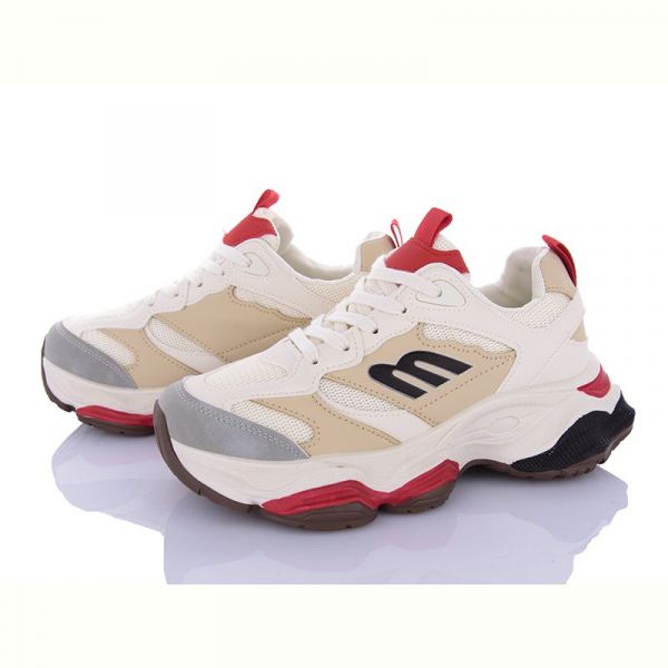 Кроссовки Violeta 149-39 beige-red